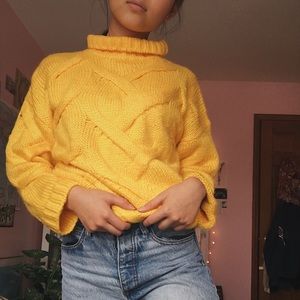 chunky yellow sweater